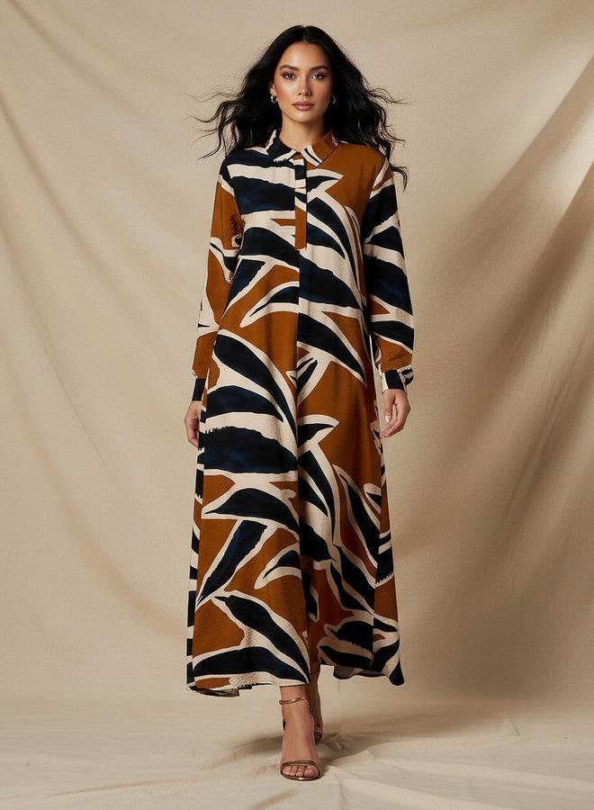 ايكونيك فستان قميص أيقوني مطبوع بياقة - Image 1